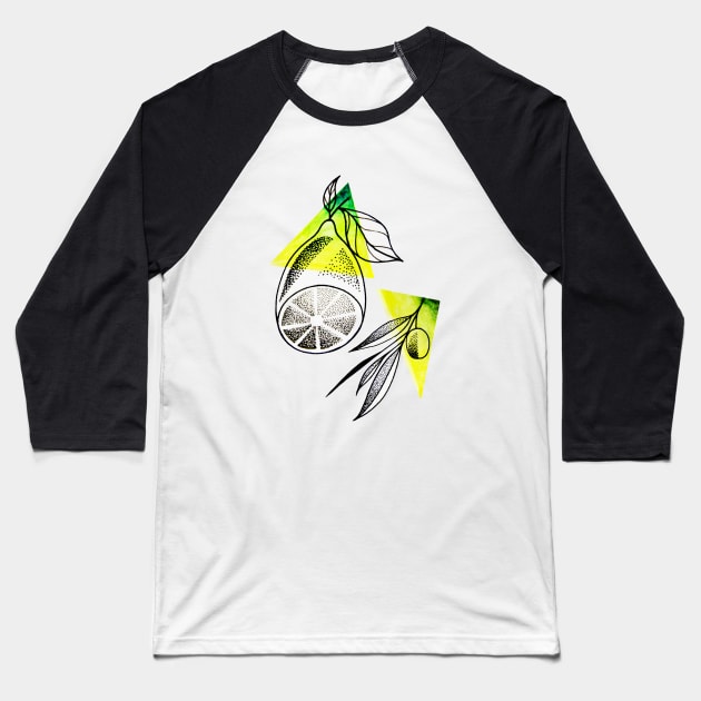 olive  lemon Baseball T-Shirt by IvanJoh